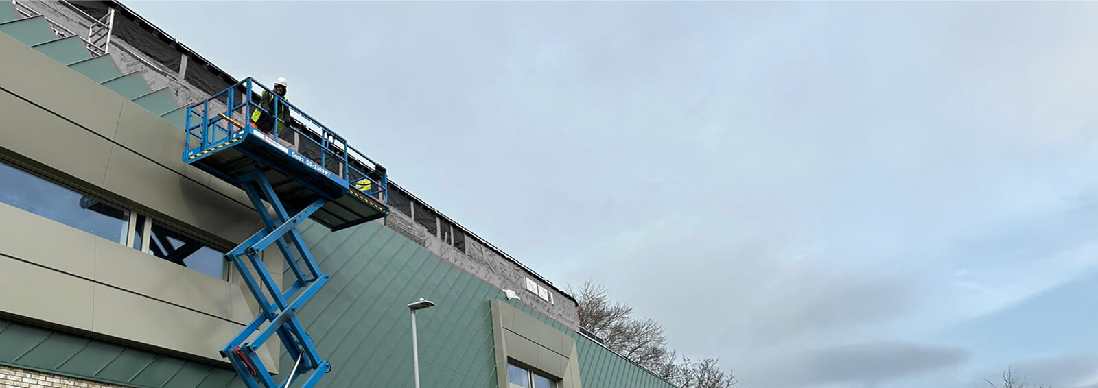 Scissor lift on construction site